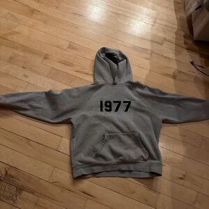Fear of God Gray Hoodie with Black 1977 Print